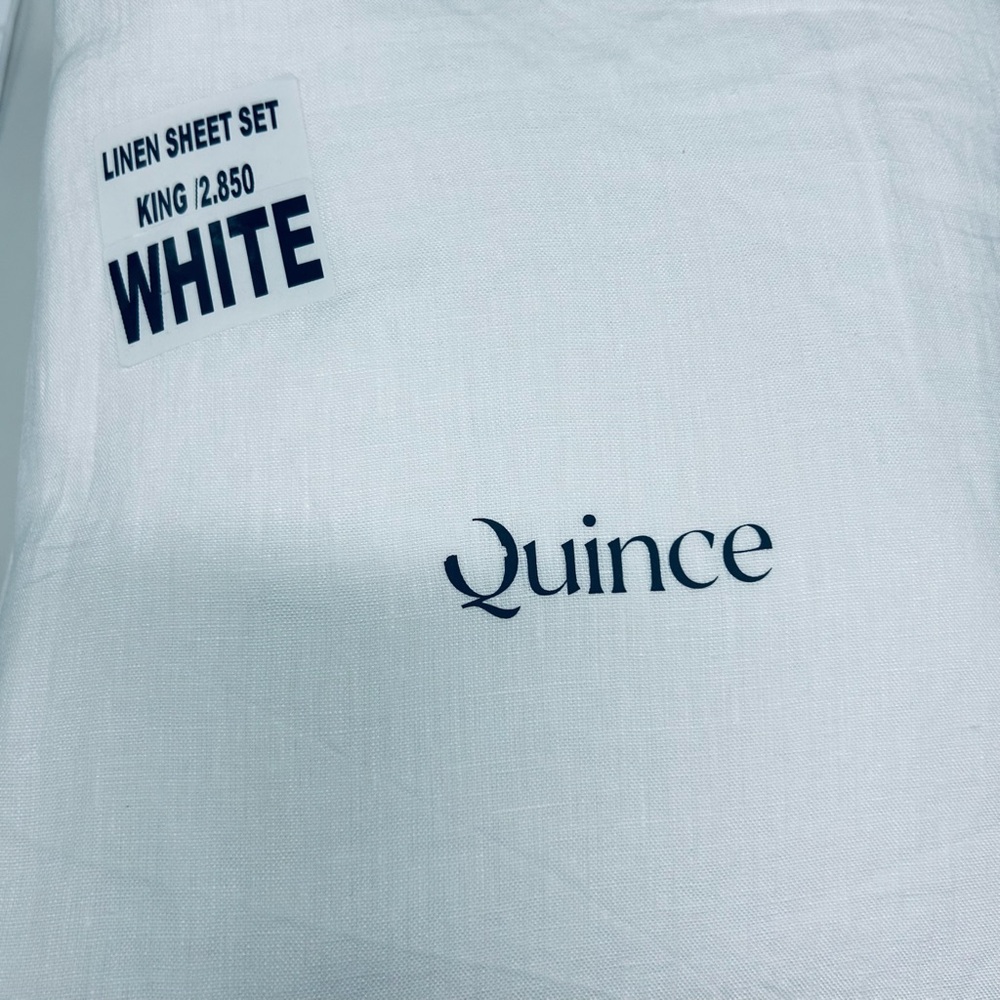 NWOT QUINCE European Linen Sheet Set King White 7206 - Picture 5 of 9